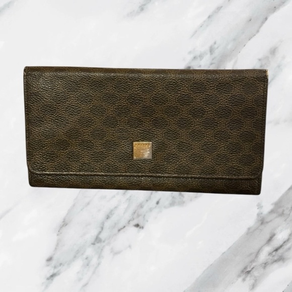 CELINE Triomphe Long Wallet Bifold Brown with Metal Clasp - Picture 1 of 6